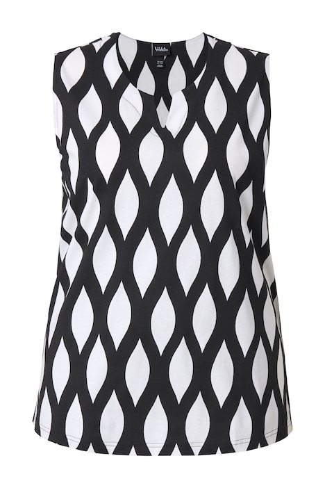 Top s včelím plástvovým vzorem, áčkový střih, tunikový výstřih, bez rukávů