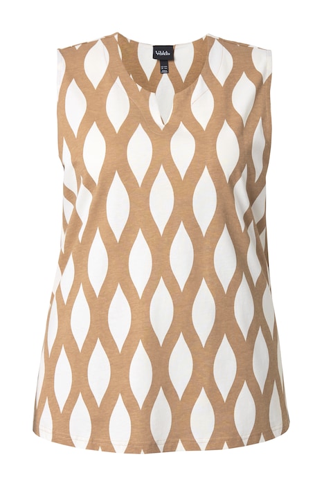 Top s včelím plástvovým vzorem, áčkový střih, tunikový výstřih, bez rukávů