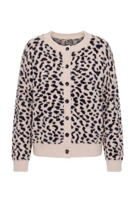 Rozepínací svetr, leopardí vzor, oversize