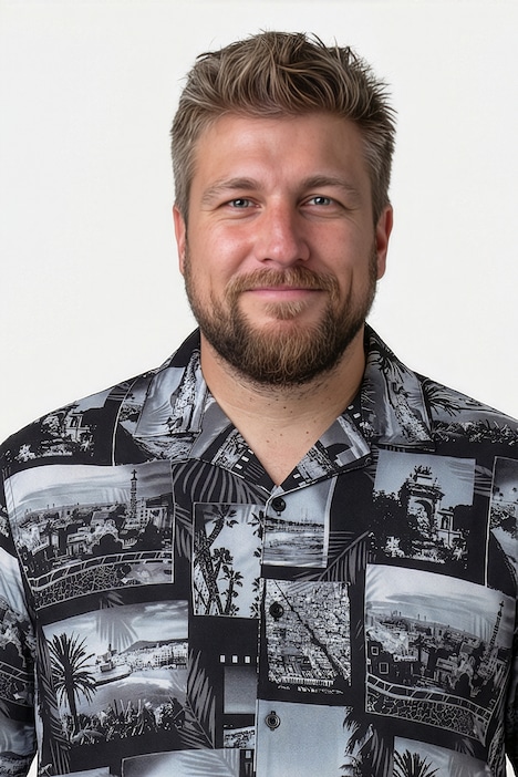 Skjorta med kort ärm, heltäckande mönster, kuba-krage, kuba-modell, upp till 8 XL