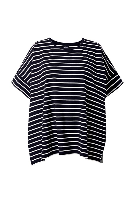 Pončo, pruhy, oversized, kulatý výstřih