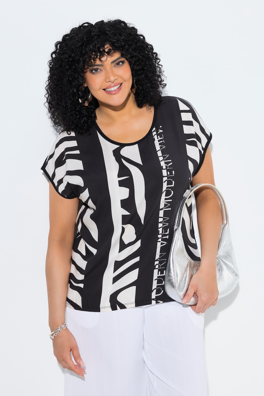 T-skjorte, striper, oversized, rund hals, korte ermer