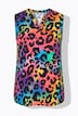 Bluse, ärmellos, farbiges Leomuster, Tunika-Ausschnitt