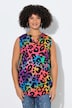 Bluse, ärmellos, farbiges Leomuster, Tunika-Ausschnitt