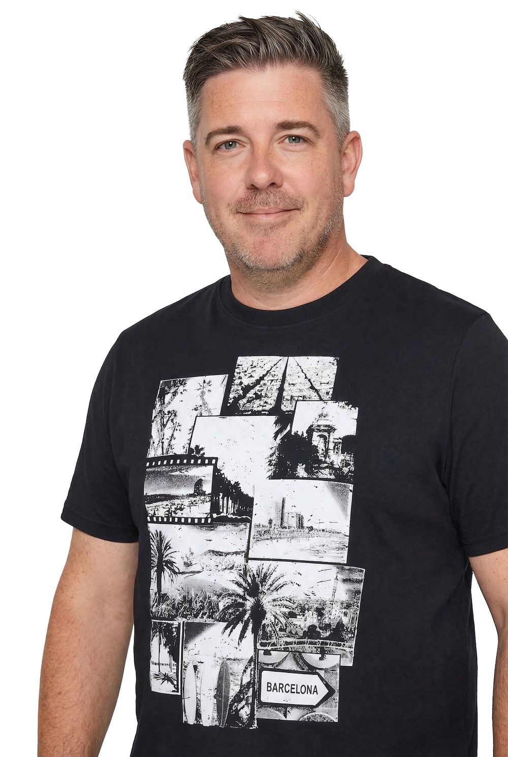 Stora storlekar T-shirt, Her, svart, storlek: L, Bomull, Men Plus
