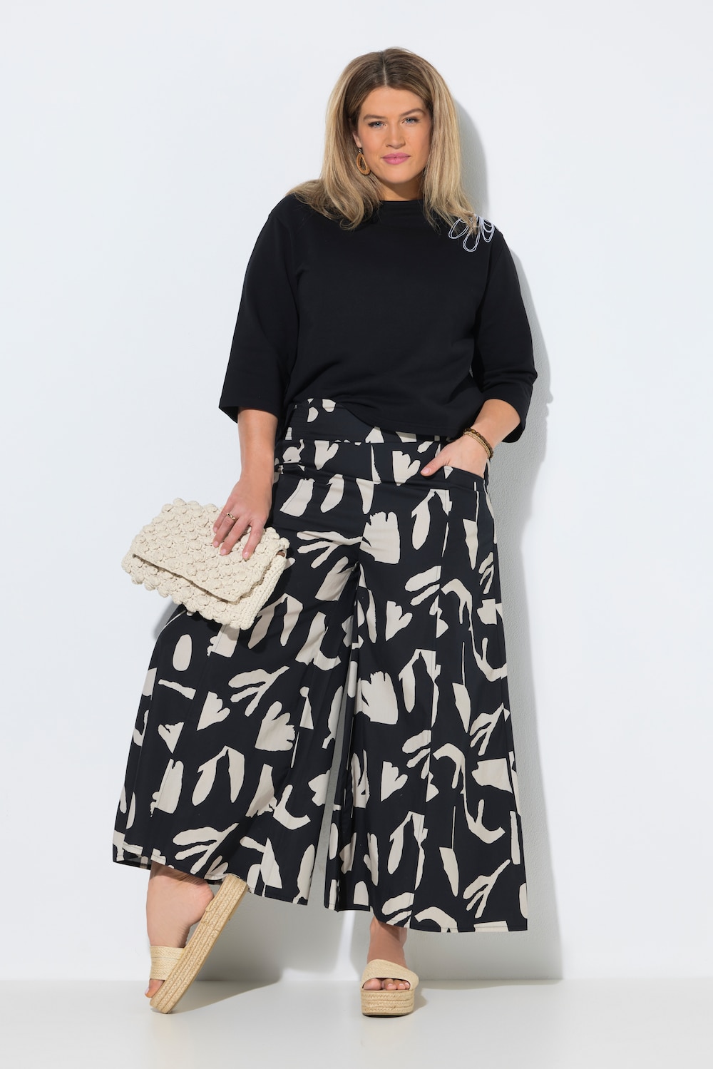 Culotte, Blüten, weites Bein, Elastikbund, Biobaumwolle