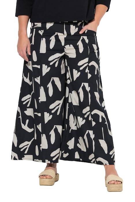Kalhoty Culotte, květiny, široké nohavice, elastický pas, organická bavlna