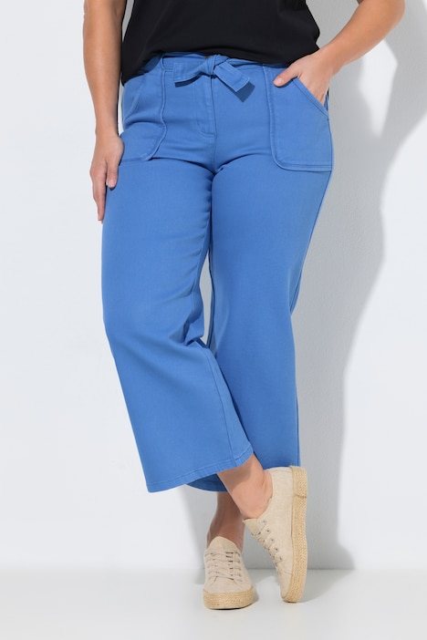 Dżinsowe kuloty, szeroka nogawka, elastyczna talia, bawełna organiczna