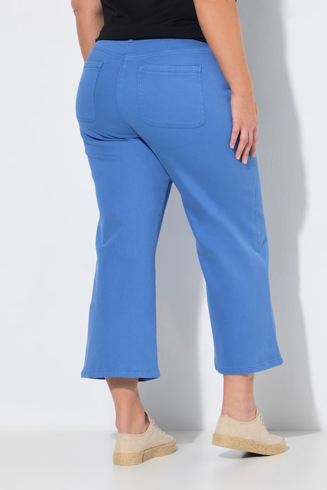 Dżinsowe kuloty, szeroka nogawka, elastyczna talia, bawełna organiczna