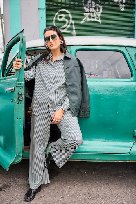 Blouson, boxy oversized model, PU in een used look