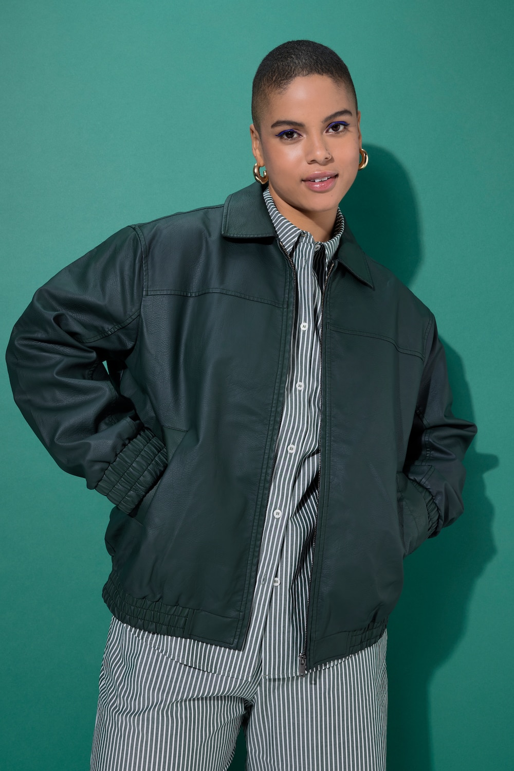 Blouson, boxy oversized model, PU in een used look