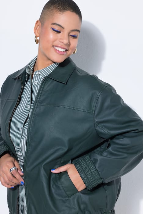 Blouson, boxy oversized model, PU in een used look