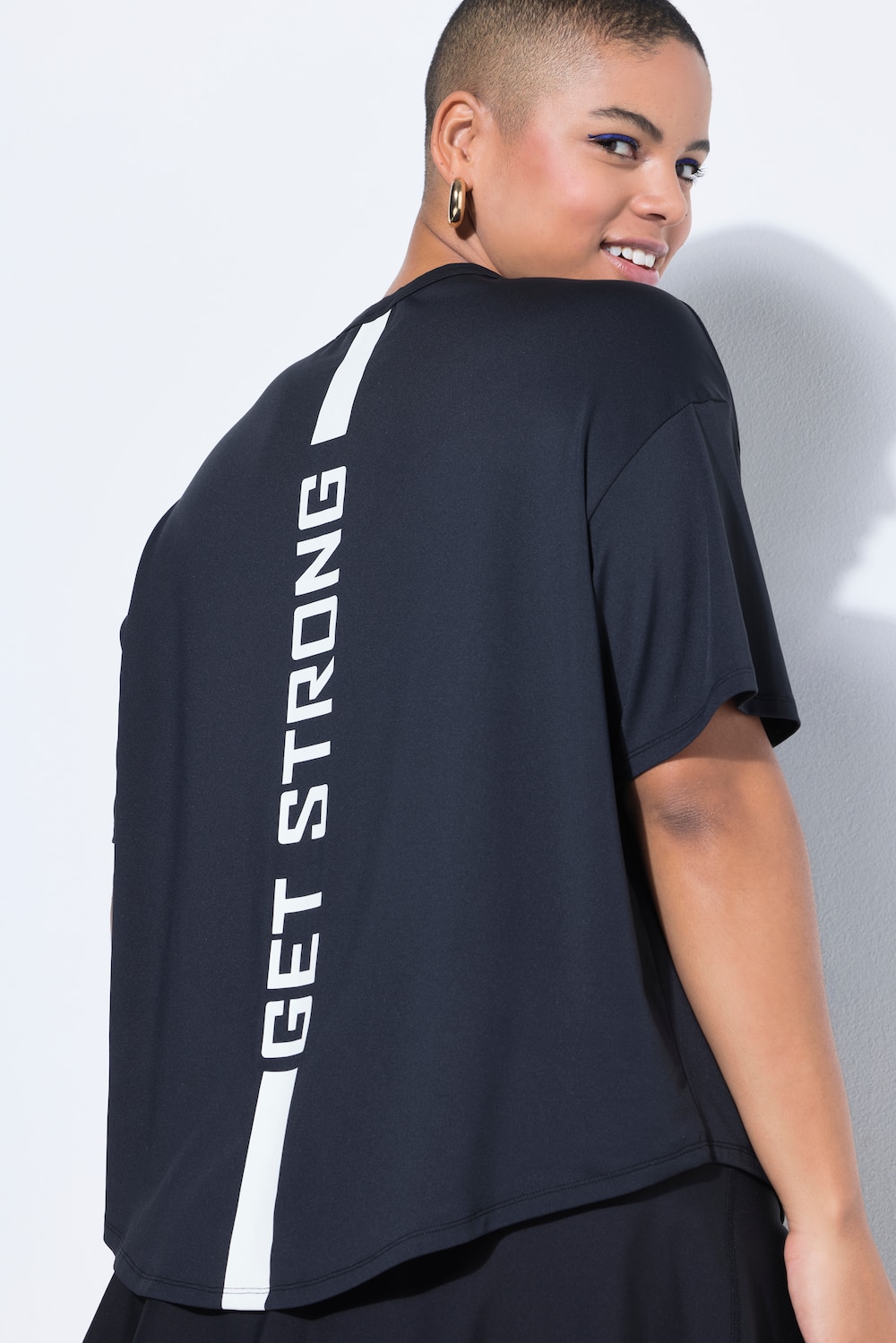 Sport-T-shirt, oversized, Get Strong gestreepte achterkant