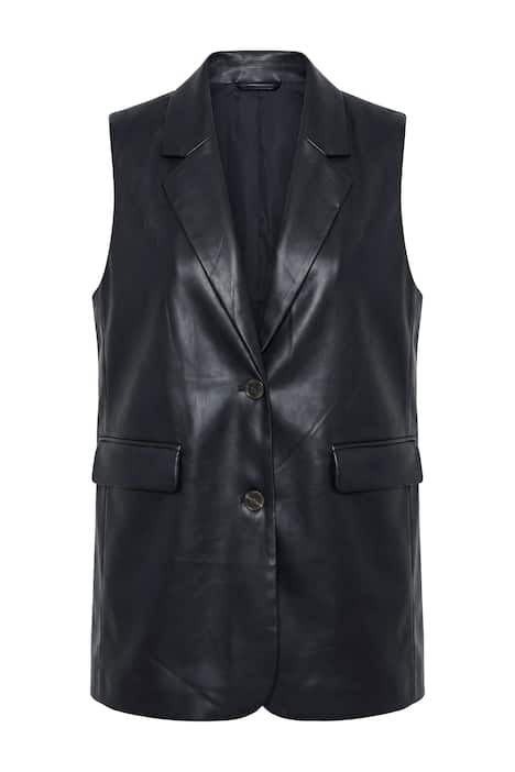 Vesta, oversize, kostýmek, kožený vzhled, klopový límec