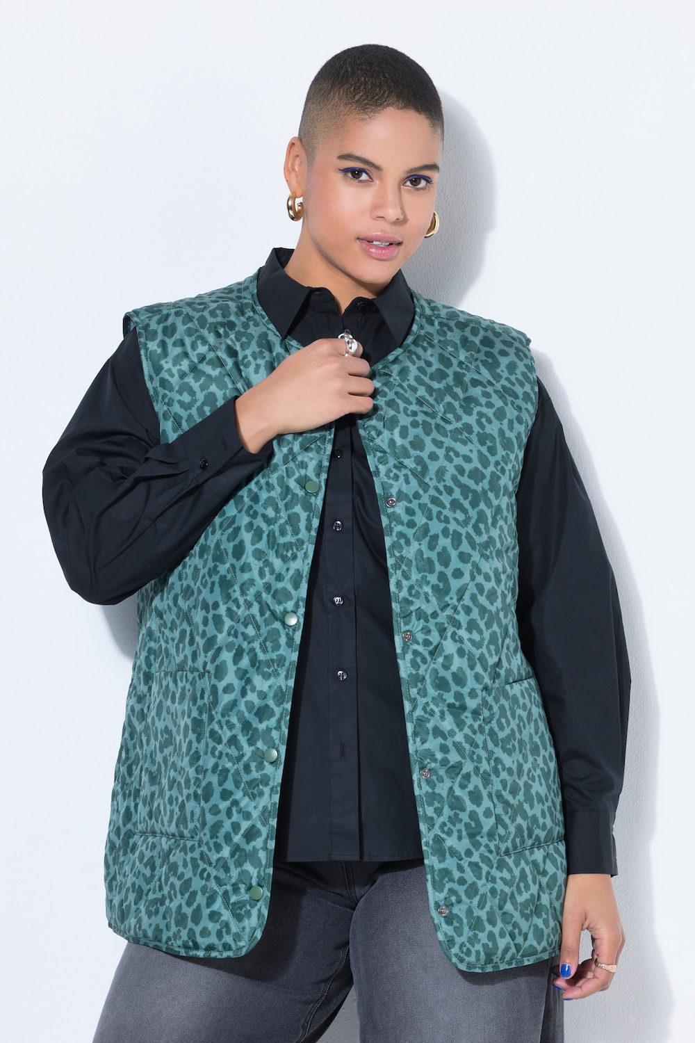 Große Größen Steppweste, Damen, türkis, Größe: 42/44, Polyester, Studio Untold