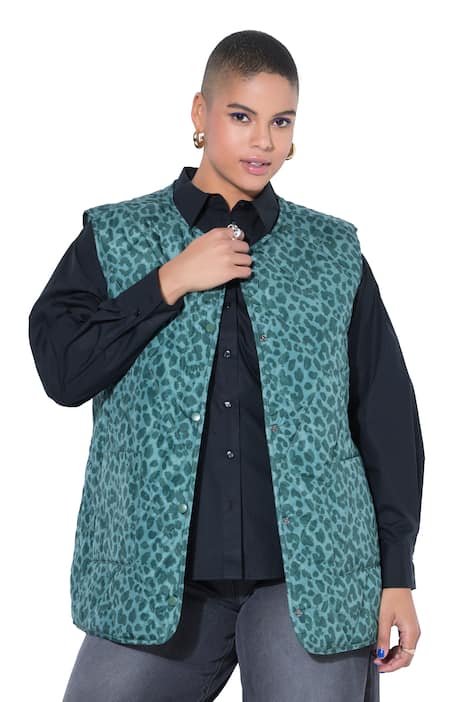 Prošívaná bunda, oversize, lehký prošívaný materiál, leopardí vzor