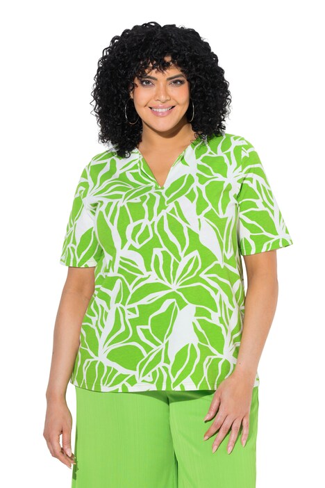 Halenka, listy, V výstřih, polo rukávy