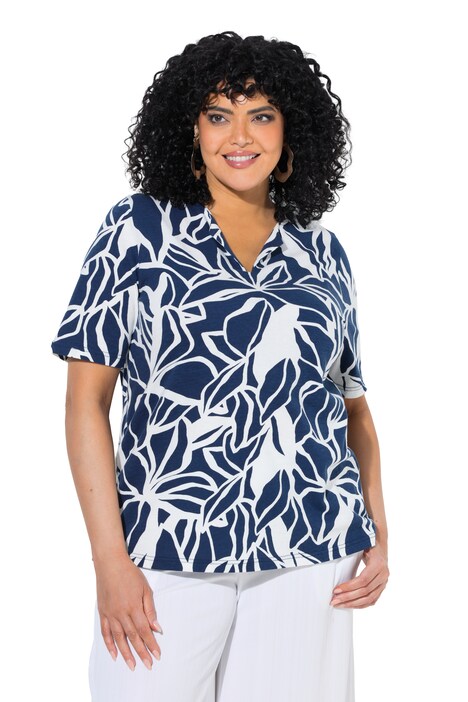 Halenka, listy, V výstřih, polo rukávy