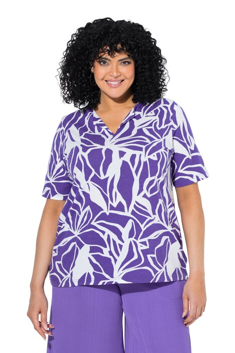 Halenka, listy, V výstřih, polo rukávy