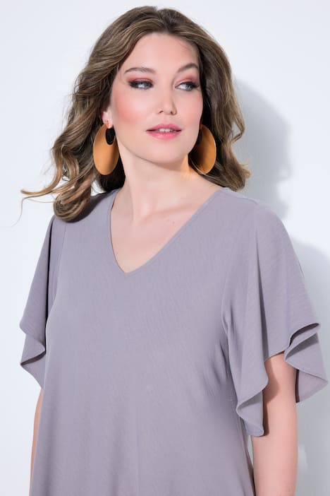 Kleid, A-Linie, Midilänge, feine Struktur, Flügel-Halbarm