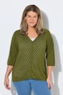 Strickjacke, Streifenstruktur, V-Ausschnitt, 3/4-Arm