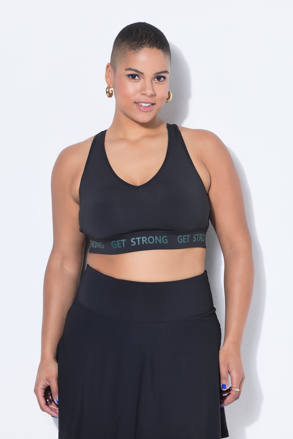Große Größen Sport-Bustier, Damen, schwarz, Größe: 42/44, Polyester/Elasthan, Studio Untold