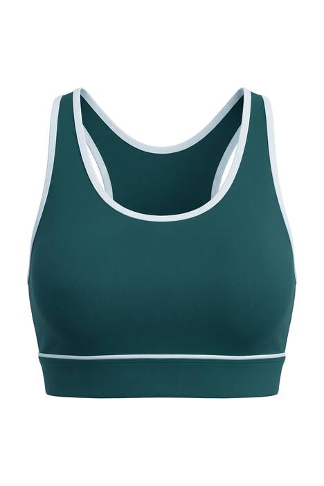 Sportovní podprsenka, bílá lemovka, síťovaná podšívka