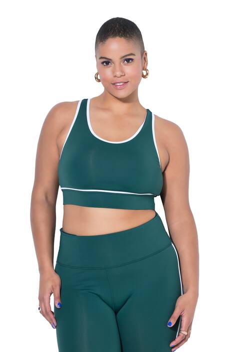 Sportovní podprsenka, bílá lemovka, síťovaná podšívka