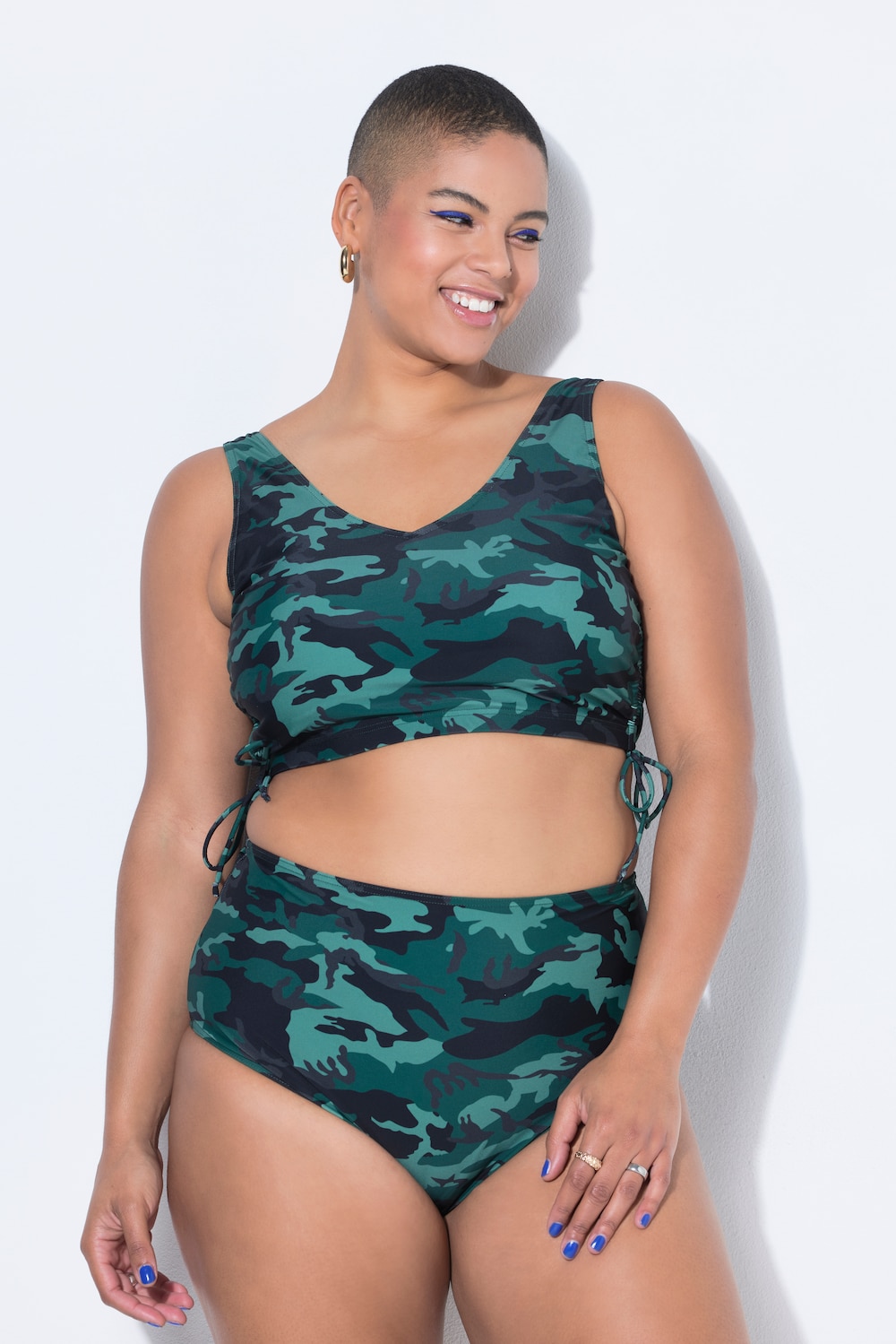Thumbnail - Große Größen Bikini-Slip, Damen, türkis, Größe: 50, Polyester/Synthetische Fasern/Elasthan, Studio Untold