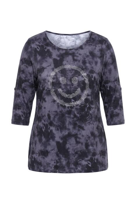 Tričko, Comfort střih, batikovaný vzor, třpytivý Smiley