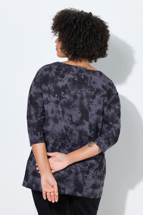 T-Shirt, Komfort Fit, Batikmuster, Glitzer-Smiley