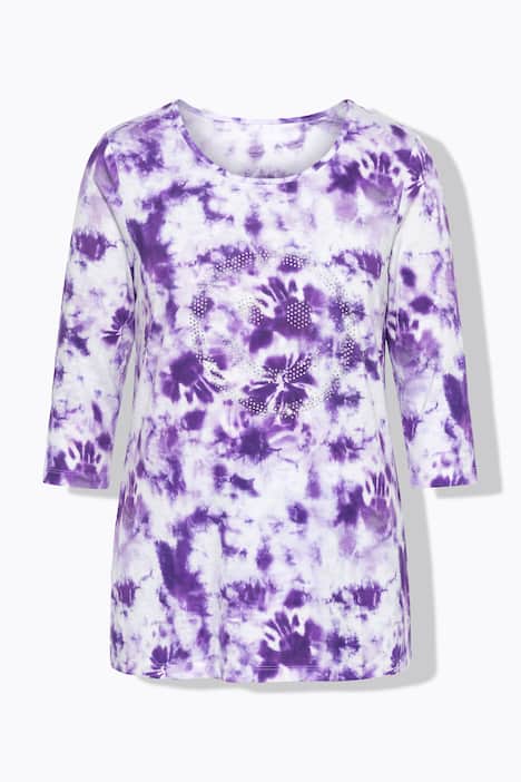 T-Shirt, Komfort Fit, Batikmuster, Glitzer-Smiley