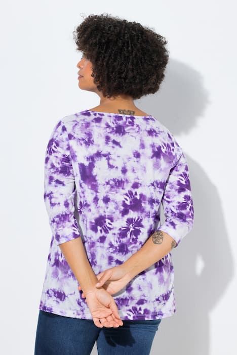 T-Shirt, Komfort Fit, Batikmuster, Glitzer-Smiley