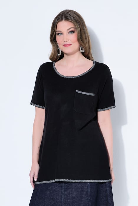 Strick-Shirt, Komfort Fit, Feinstrick, Glitzernähte