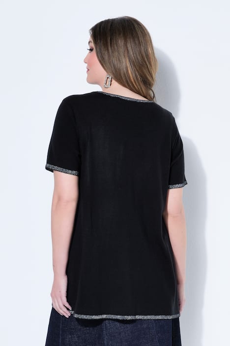 Strick-Shirt, Komfort Fit, Feinstrick, Glitzernähte