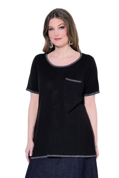 Glitter Seam Short Sleeve Sweater