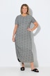 Maxikleid, Fischgrat, Rundhals, Halbarm, Biobaumwolle