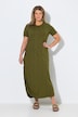 Maxikleid, Fischgrat, Rundhals, Halbarm, Biobaumwolle