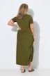Maxikleid, Fischgrat, Rundhals, Halbarm, Biobaumwolle