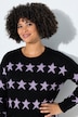 Long-Pullover, oversized, Sterne, Ballon-Langarm