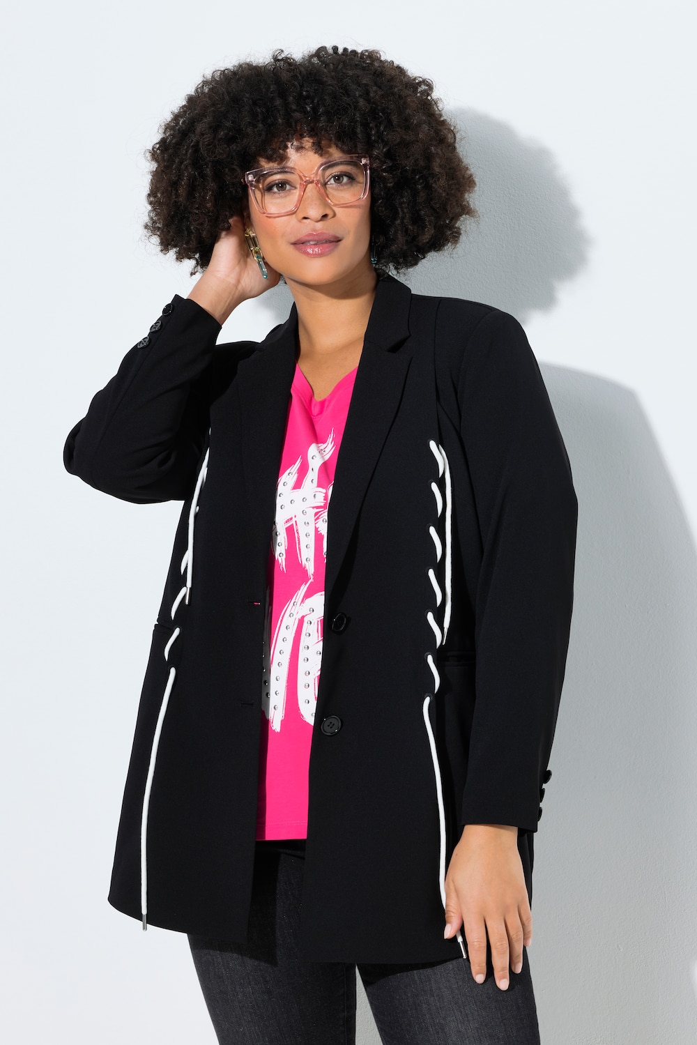 Blazer, oversized, siersluiting, lange mouwen