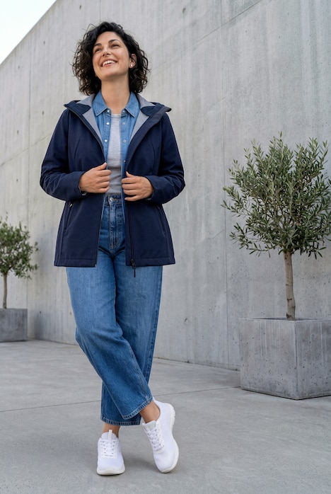 HYPRAR Softshell-Jacke, Kapuze, Zipptaschen, hinten länger