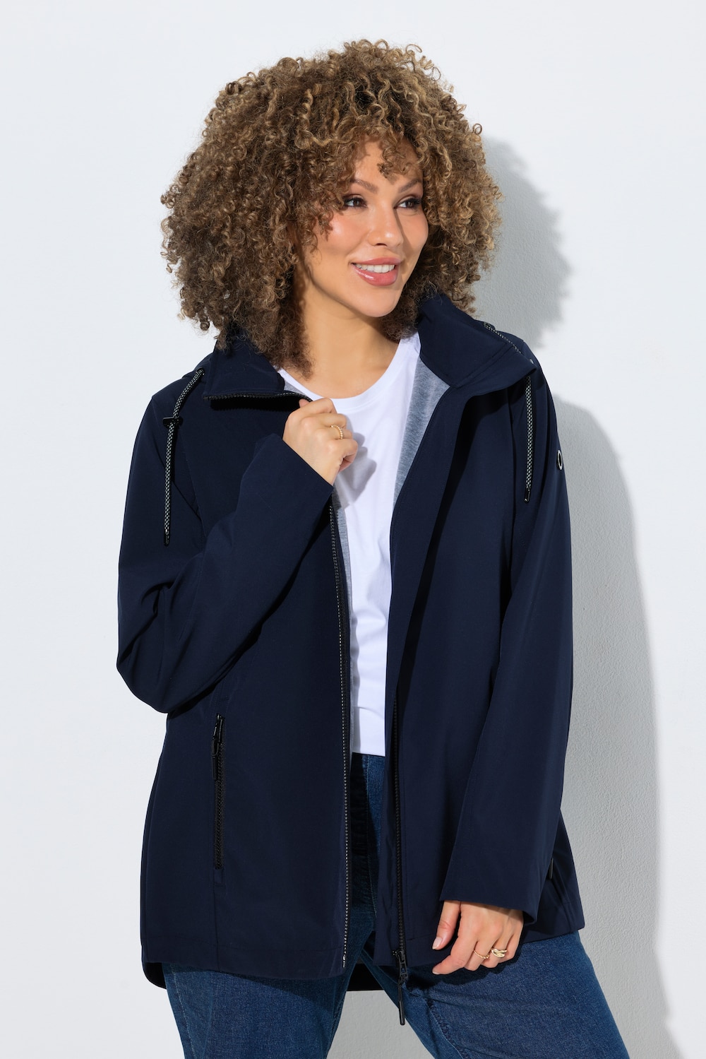 HYPRAR Softshell-Jacke, Kapuze, Zipptaschen, hinten länger