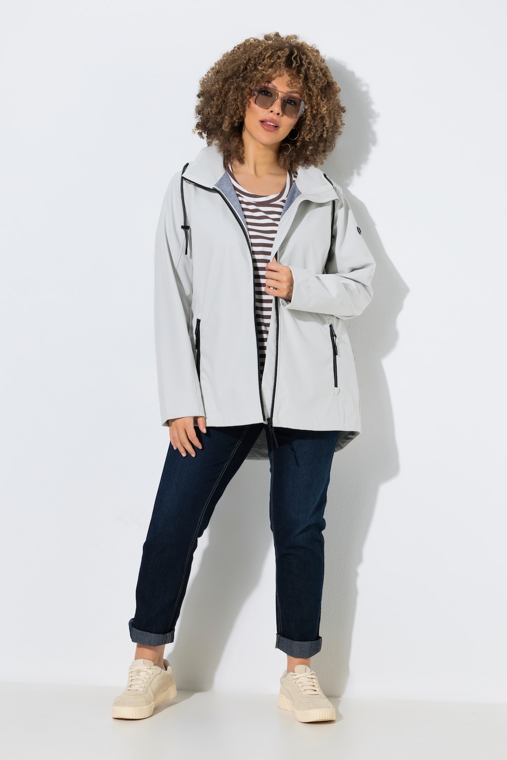 HYPRAR Softshell-Jacke, Kapuze, Zipptaschen, hinten länger