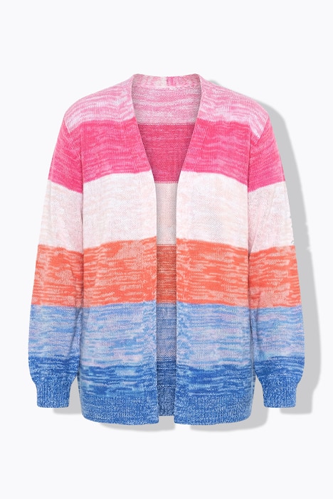 Strickjacke, Straight Fit, Blockstreifen, Ballon-Ärmel