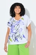 T-shirt, bladeren, oversized, ronde hals, korte mouwen