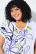 T-shirt, bladeren, oversized, ronde hals, korte mouwen
