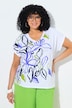 T-shirt, bladeren, oversized, ronde hals, korte mouwen