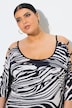 Cold Shoulder Zebra Print 3/4 Sleeve Tee