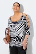 Cold Shoulder Zebra Print 3/4 Sleeve Tee